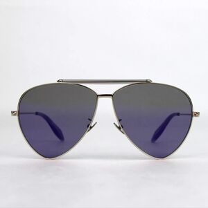 ALEXANDER MCQUEEN Blue Reflective Aviator Sunglasses, NWT